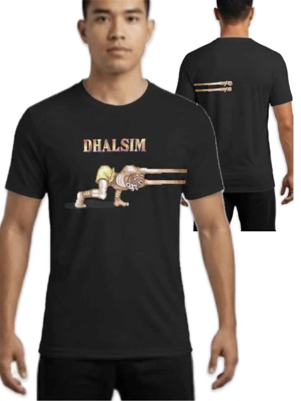 Capcom Street Fighter Dhalsim Wrap Around Graphic Tee Black Small Fits M